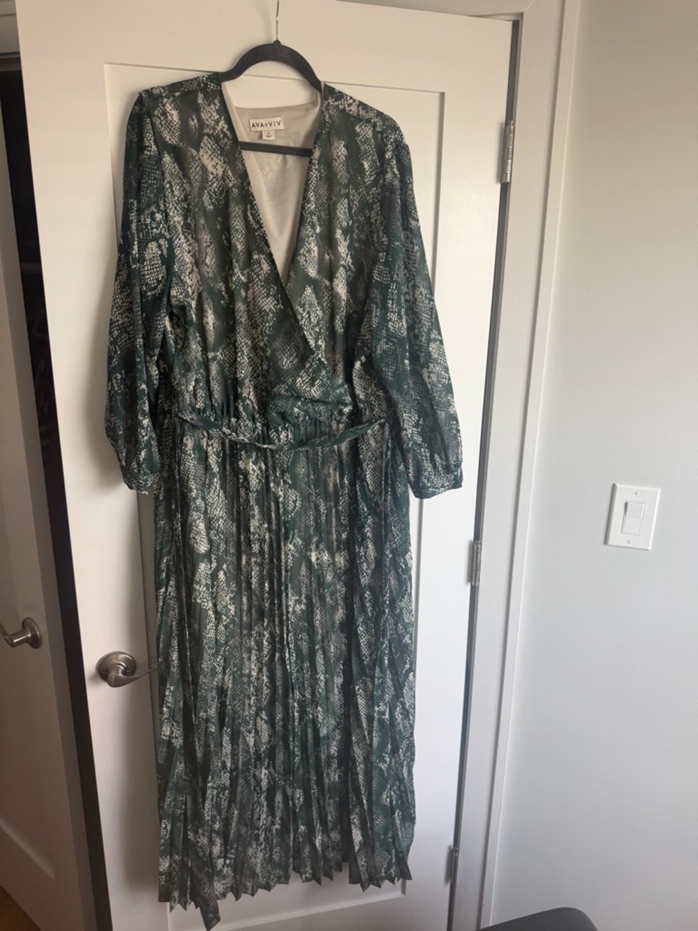 Ava & Viv Green Snake-Print Maxi Wrap Dress